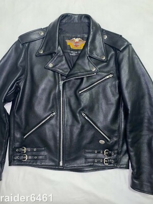 Harley Davidson Men's Blk Leather Jacket Basic Skins USA Made  Large 95100-97VM