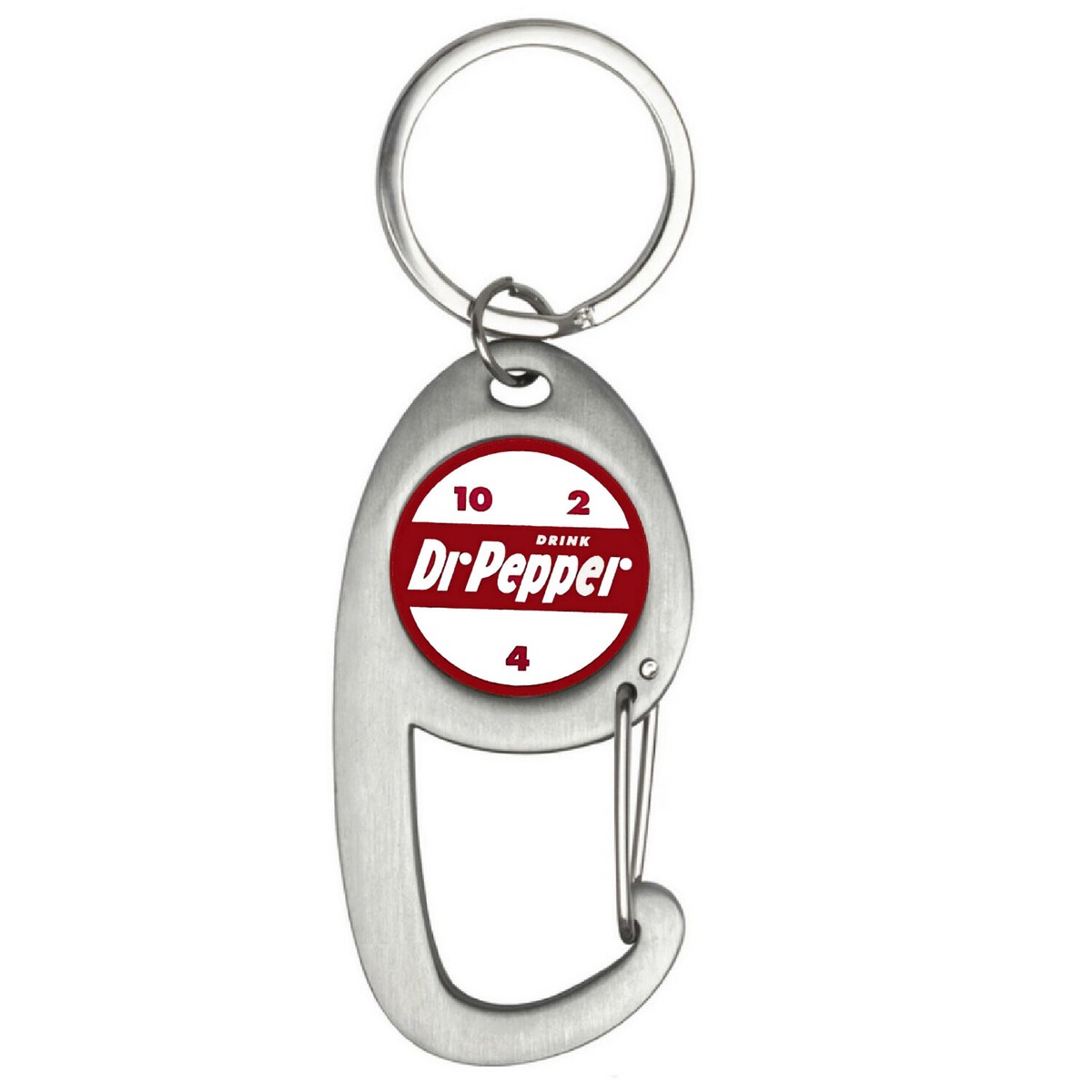 Dr Pepper Soda Pop 10 4 2 retro Premium Brushed Silver Carabiner