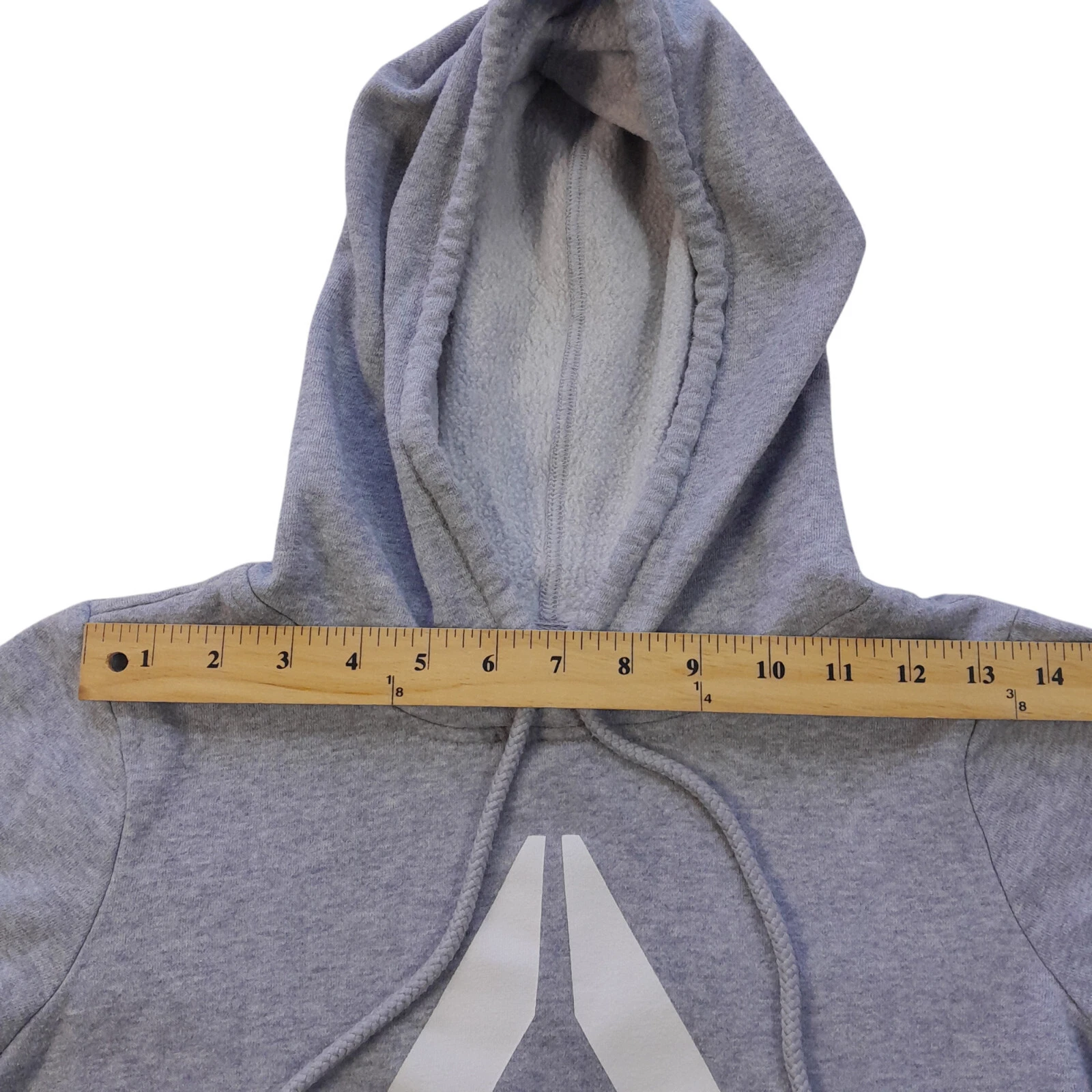 OFF WHITE Felpa con cappuccio Reebok donna XS grigio+avorio int.+logo coulisse costa laterale spaccata