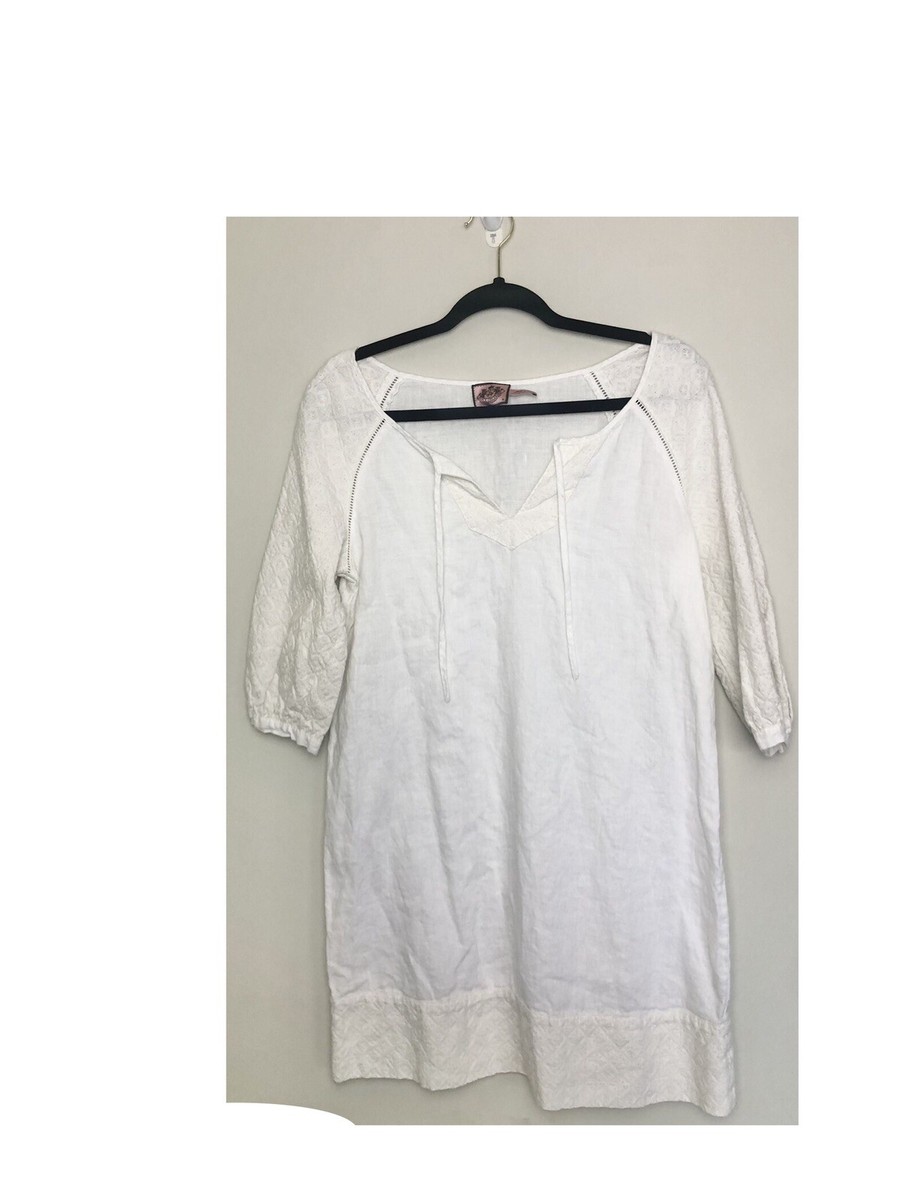 Juicy Couture white embroided linen dress, medium