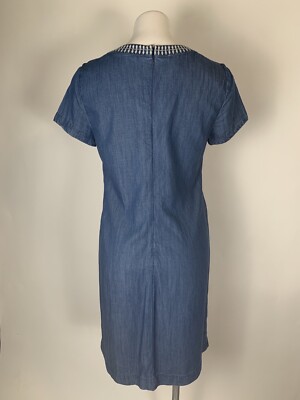 talbots denim shift dress Denim Tie Waist Shift Dress