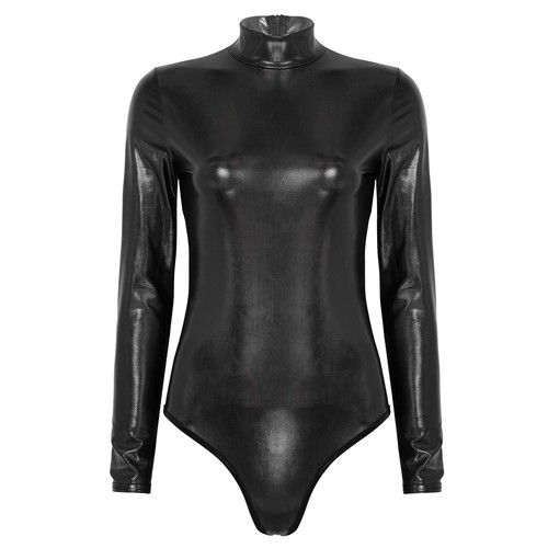 Damen Metallic Ballett Anzug Turtleneck Gymnastik Shiny Leotard Tanz Kleidung - Picture 20 of 87