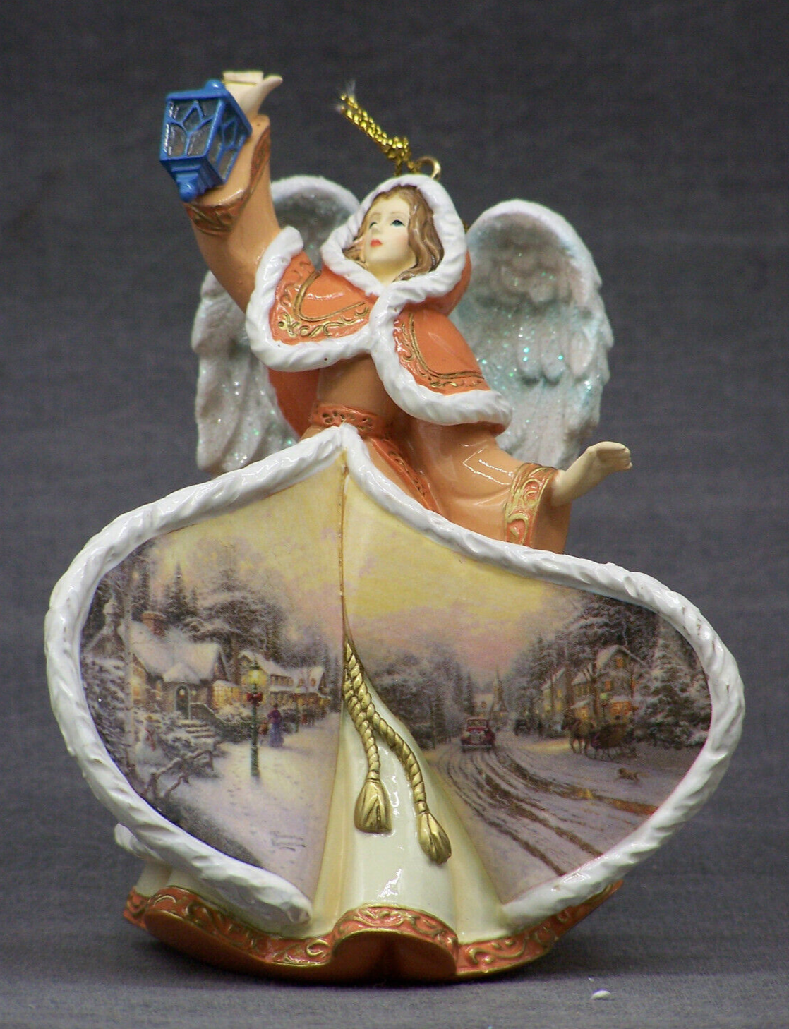 Thomas Kincade Winter Angels Tan Robe Christmas Ornament Glowing Light