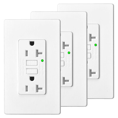 20A GFCI Receptacle Outlet Self-Test Weather-Resistant & Tamper-Resistant ETL ×3