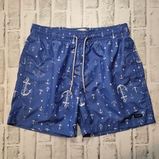 Surf Swim Co Trunks Blue Anchors Nautical Lined Swim Trunks Size M