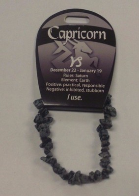 ZODIAC ASTROLOGY SNOW OBSID STONE BRACELET  CAPRICORN 12/22-01/19 ENERGY STONES