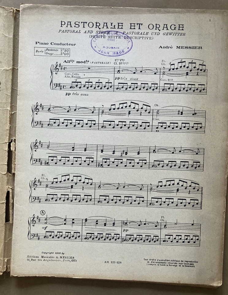 André Messier Partition Orchestre "Pastorale et Orage" - Photo 2/2