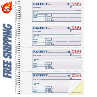 Adams Money and Rent Receipt Book, Spiral Bound, 2-Carbonless, 7-5/8'' x 11''