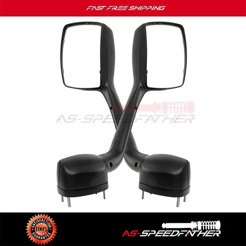 Chrome Hood For 2000-17 Kenworth T680 2010-17 Peterbilt Mirrors Left+Right Side