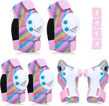 Rainbow Kids Knee Pads Elbow Wrist Guards Protective Gear Set For Age 3-8 Year