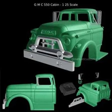 GMC 550 Cab - 3d resin printed model in 1/25 Scale