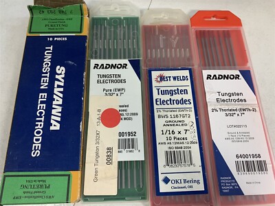 NOS Tungsten Electrodes 1/8'' 1/16'' 3/32'' X 7 Radnor Sylvania Best Welds 37PCS