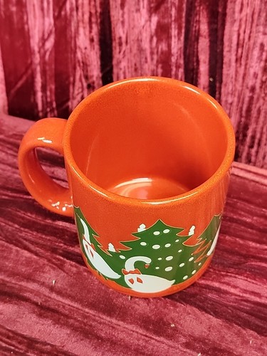 NOS Christmas Tree & White Geese Bows Coffee Mug Cup West Germany Waechtersbach - 第 2/10 張圖片