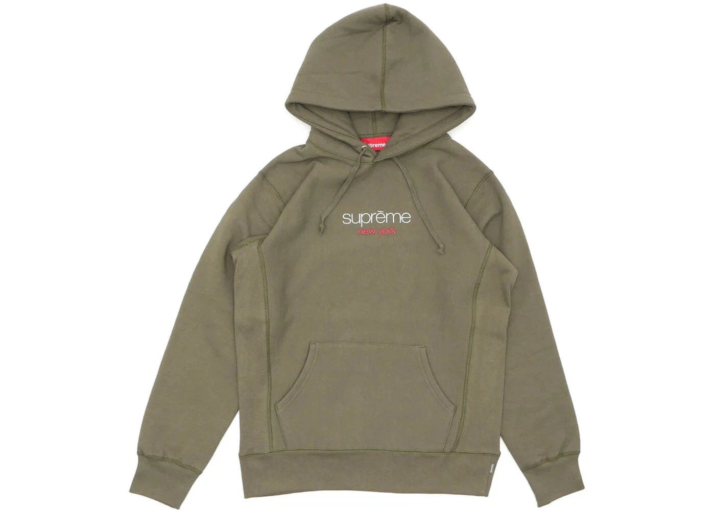 Sweat shirt à capuche logo classique Supreme Chrome Olive FW16 taille Grand d'occasion