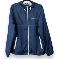 Walt Disney Parks Windbreaker Men’s Medium M Blue White Mesh Lined Zip Jacket