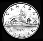 1959 silver dollar of Canada superb AU coin super details low mintage