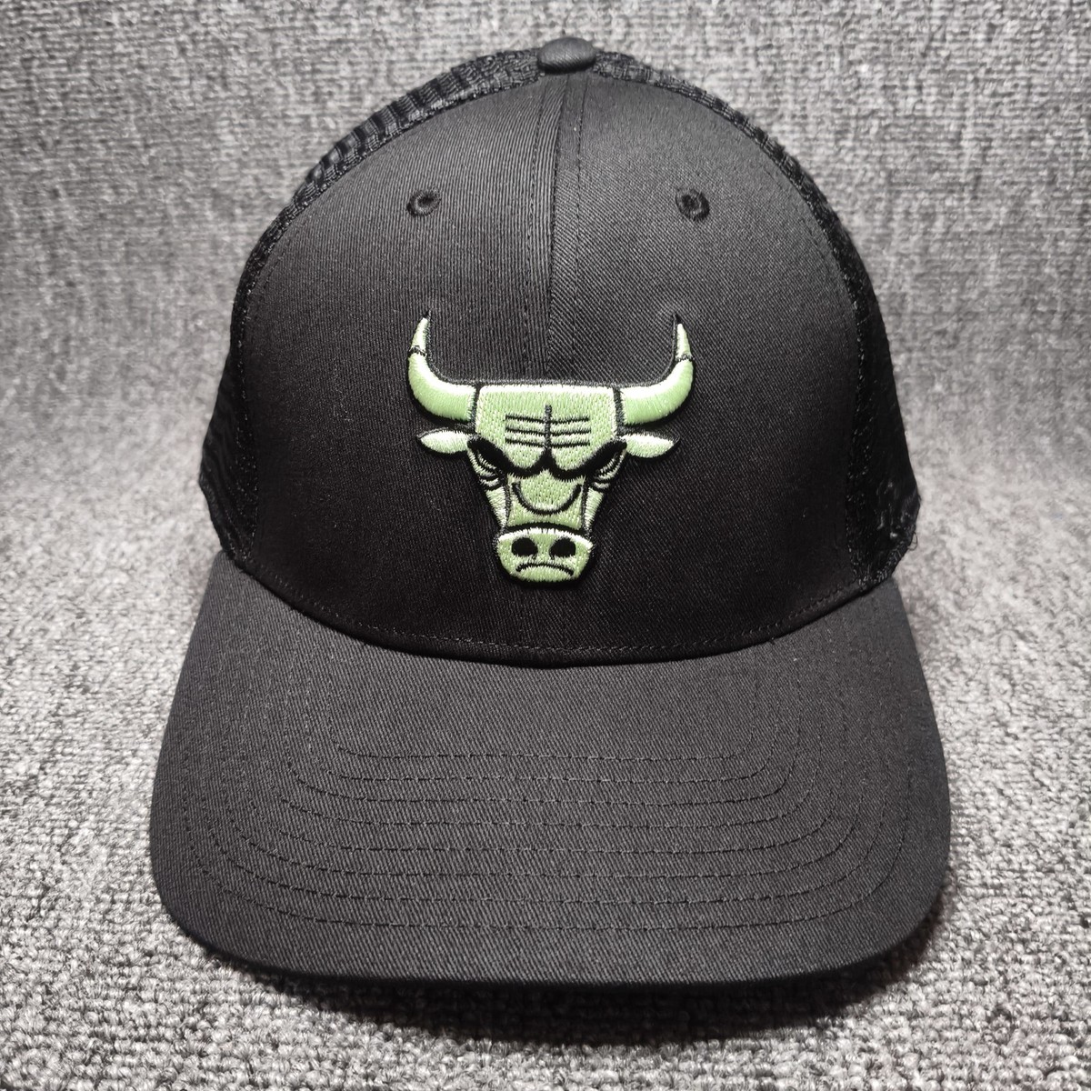 '47 Brand Chicago Bulls NBA Trucker Hat Black Green Logo Mesh Back Strapback Cap