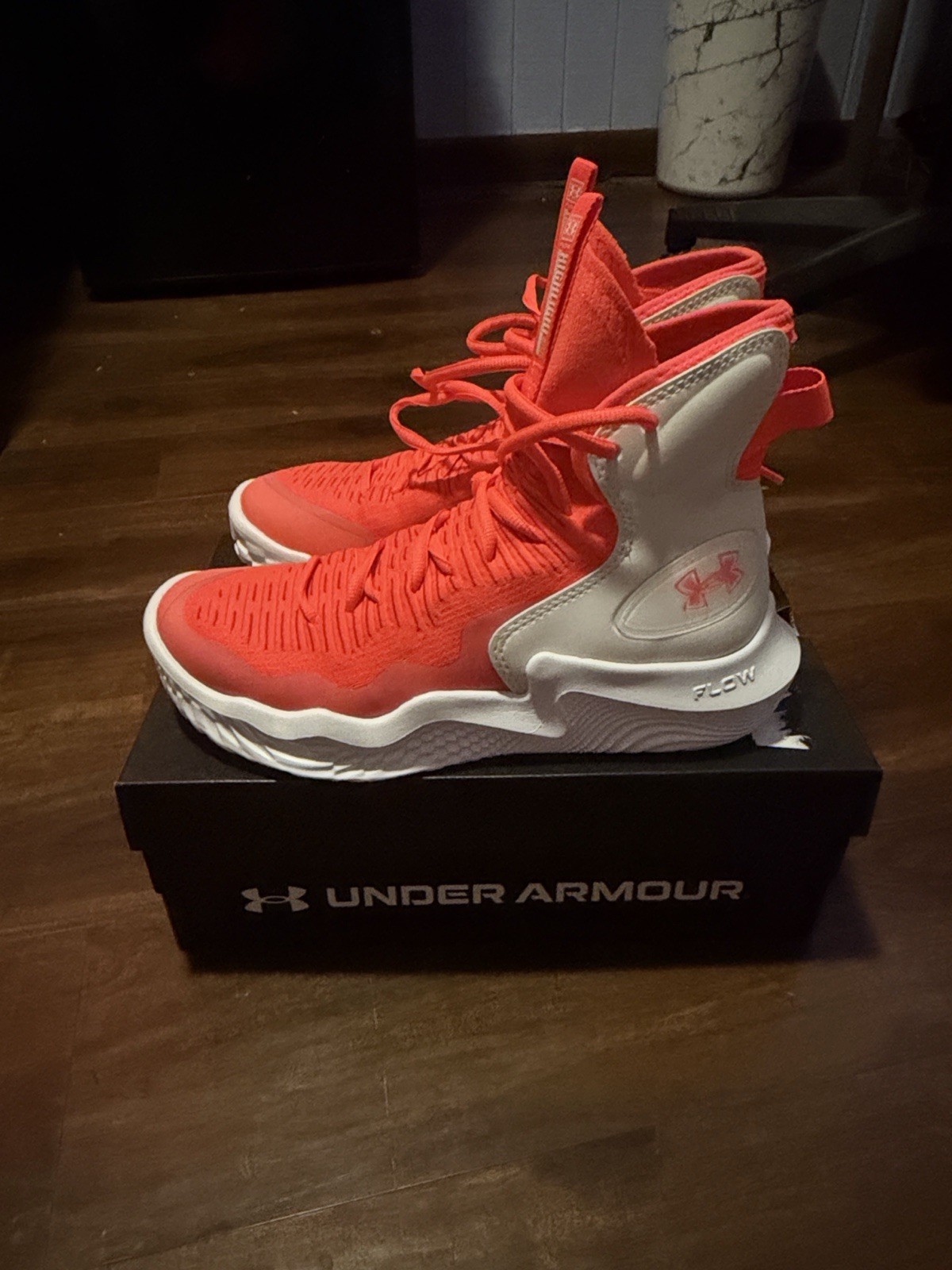 Under Armour UA Flow Highlight High Top Mesh Athletic Sneakers Red/White thumbnail 5