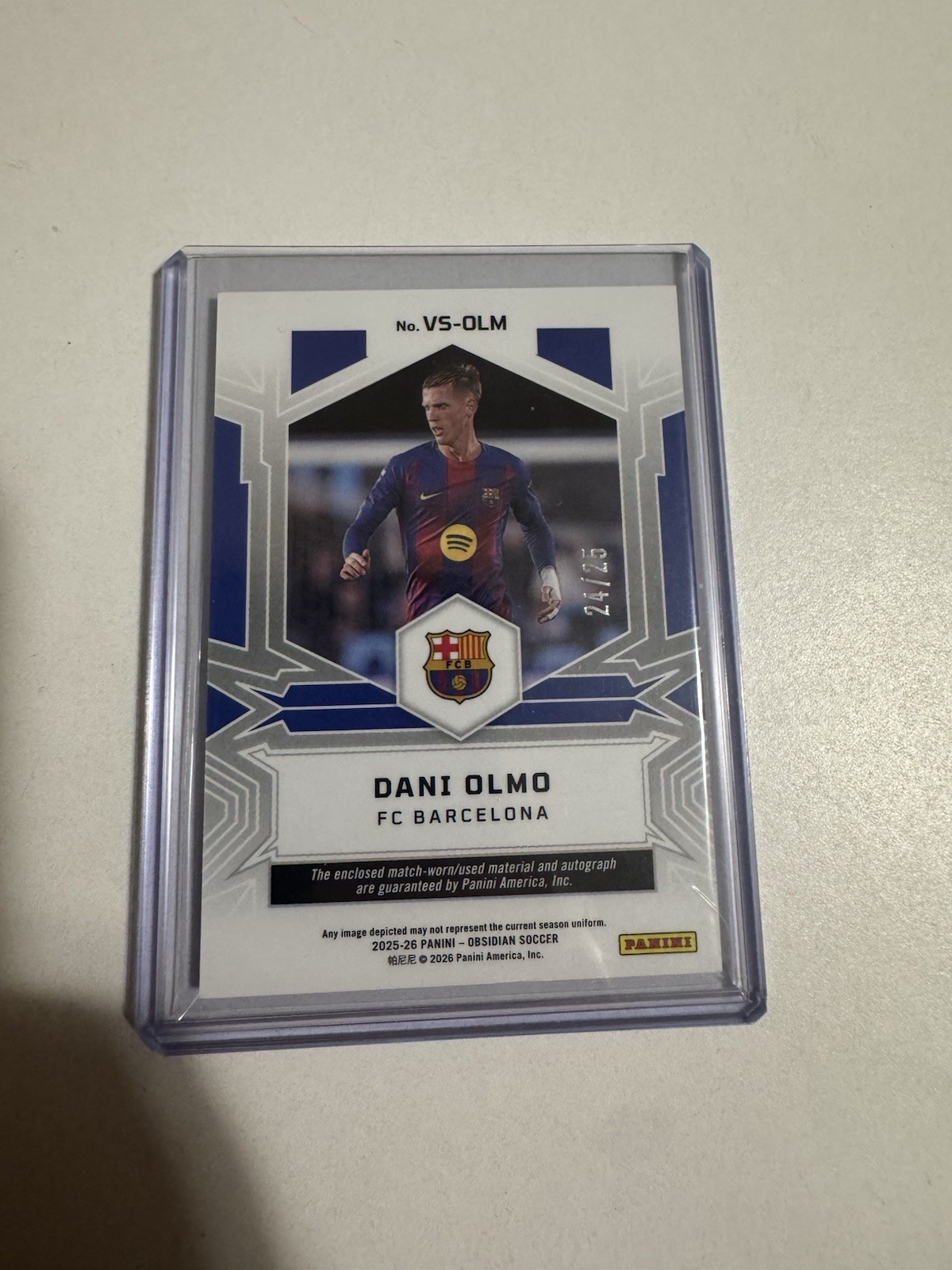 Panini 2025-26 Obsidian Dani Olmo Volcanic Auto Match Worn Patch  /25 view 2