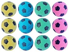 PETFAVORITES Cat Toy, Foam Sponge Soccer 12 Pack, Pink, Yellow, Blue, Green