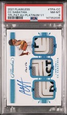 2021 Flawless C.C. Sabathia Triple Patch Auto Platinum One Of One 1/1 #TPA-CC