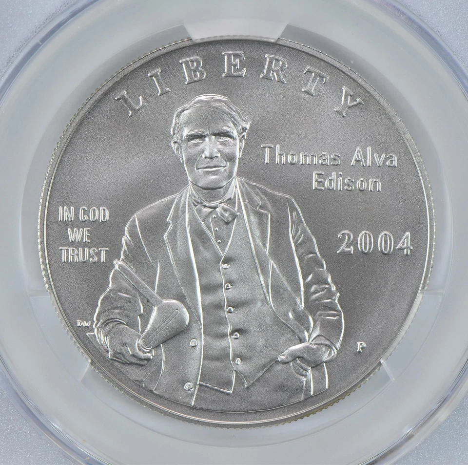 2004-P Thomas Edison Commemorative Silver Dollar MS69 CAC CACg *0880 - Image 3 of 4