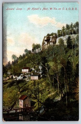 Lovers' Leap At Hawk's Nest West Virginia WV C&O Railroad c1910 Postcard