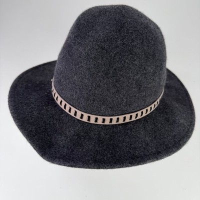 TREASURE BOND Damen Fedora Hut Dunkelgrau Wolle Breitkrempiger Floppy OS