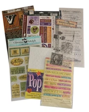 Lot of EK Success Random Stickers Scrapbook Travel Rainbow Love Hearts Map Words