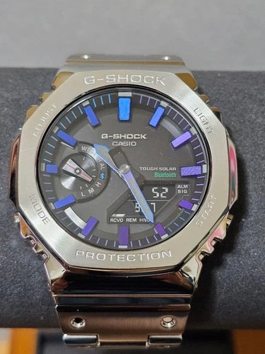 G-Shock GM-B2100PC Men's Quartz Watch 1.6" Black Silver Purple Bluetooth