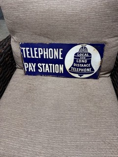 Public Pay Station Telephone Porcelain Sign