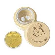 Eiohiuy Tooth Fairy Gifts for Girls and Boys 1.8 inches, Wood color
