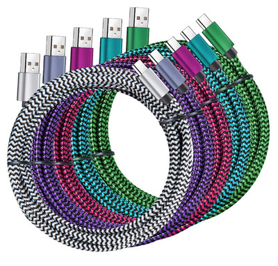 USB Cable type C, 5 packages (6 feet) nylon usb c cables 3a samsung galaxy/plus