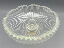 Vintage Rare 6” Scalloped Glass Bobeche with Built In Taper Candle Stick Holder