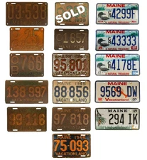 1933-2001 Maine License Plates • Rare 1948 Brass • Lobster - Loon - Chickadee