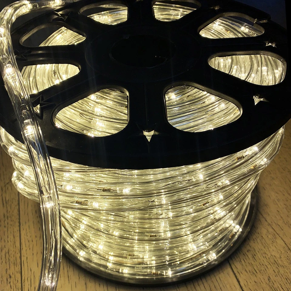 Bobina 50 metri TUBO LED luminoso luce bianca Calda 220v IP65 LUCE FISSA 2pin - Immagine 4 di 4