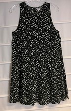 Old Navy Black & White Floral Print Rayon Blend Sleeveless Dress Small EC!