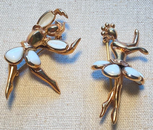 Vintage Jewelry TRIFARI / ALFRED PHILIPPE Gold Plated PETALLET BALLARINA DANCERS