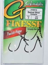 gamakatsu g-finesse swivel shot octopus hooks Shinichi Fukae size 2/0  #316412