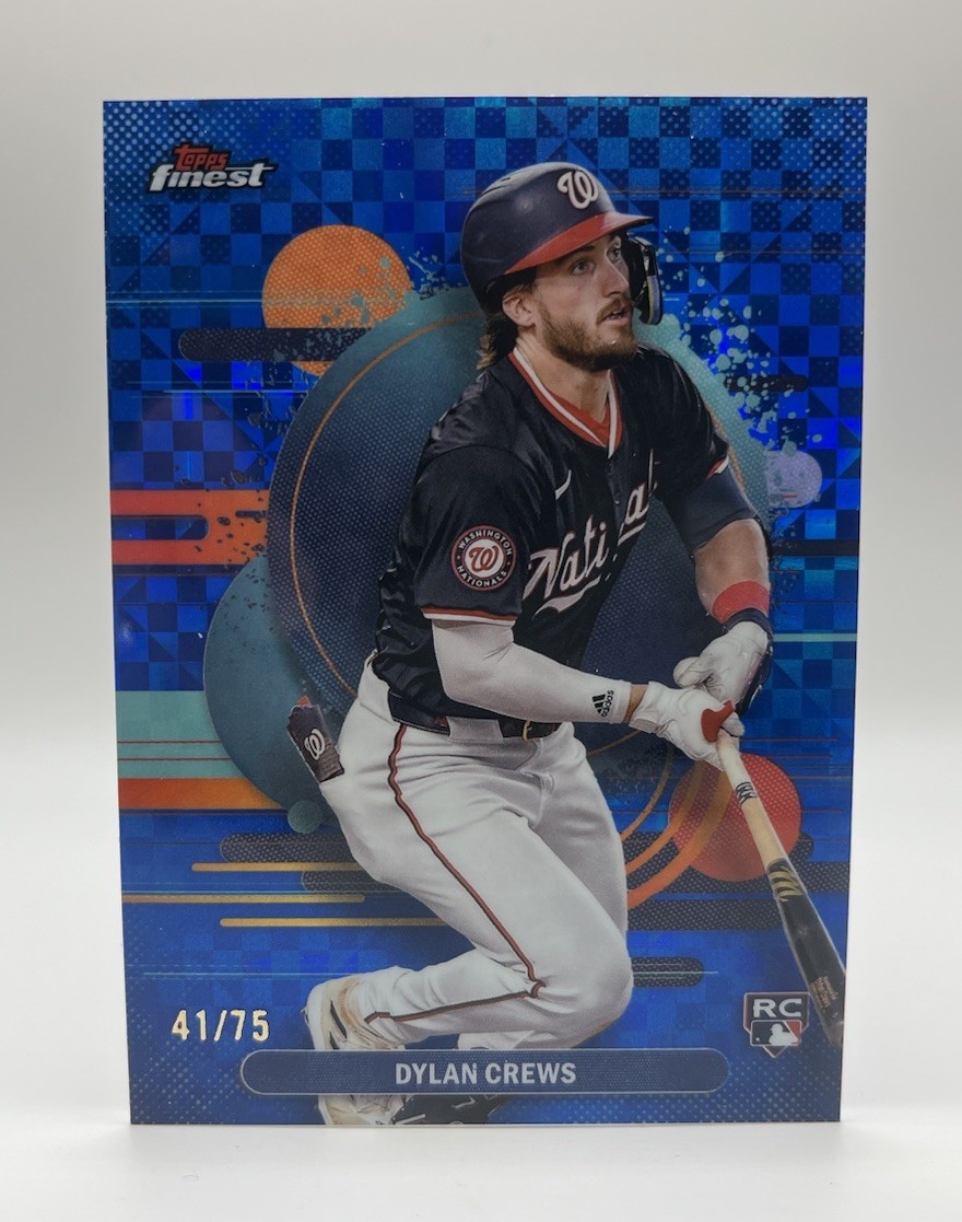 2025 Topps Finest - Dylan Crews - Uncommon Rookie Blue Refractor 41/75 Nationals