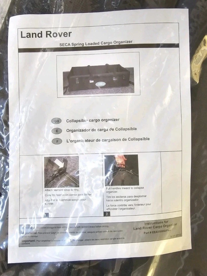 Land Rover SECA Spring Loaded Collapsable Cargo Organizer Part # EEA500050PVJ — 第 4/4 张图片