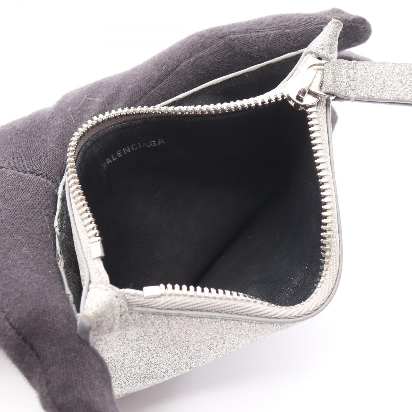 Balenciaga Everyday Silver Glitter Leather Card Case Unisex thumbnail 3