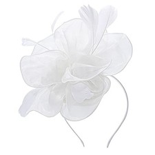 Fascinators Hat for Women Tea Party Hats Ribbons Feathers One Size White