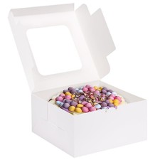 24pcs 10x10x5 Inches White Square Bakery Cake Boxes with Window