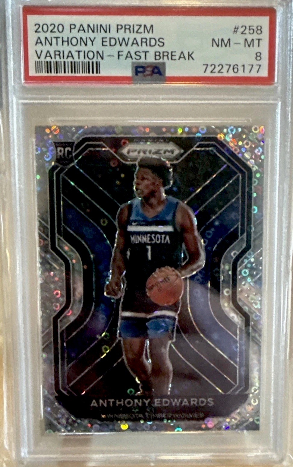 2020-01 Panini Prizm  Fast Break Prizm Anthony Edwards Rookie 258 RC PSA 9