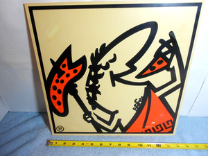 VINTAGE ORIGINAL LITTLE CAESARS PIZZA 14 x 14 in PLASTIC ADVERTISING SIGN - X132