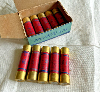 ( BOX OF 10) EAGLE # 655 / 50 AMP, 250 VOLT. NON-RENEWABLE CARTRIDGE FUSES.