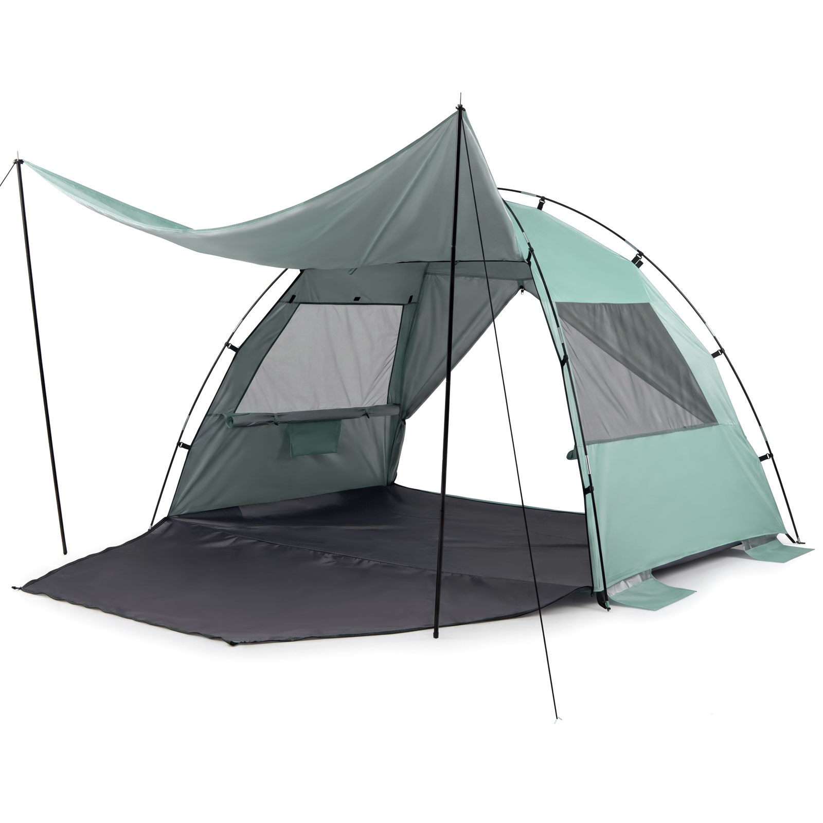 Beach Tent Sun Shelter with Canopy, Pop-Up 3-4 Person Easy Setup Extended Floor