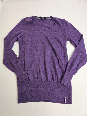 Kathmandu Sweater Size Women's Size 12 Purple Merino Wool V Neck Pullover 