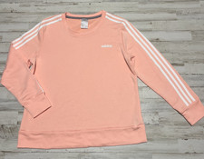 ADIDAS Womens Sweatshirt Crewneck Jumper UK 16/18 Large Peach Pink Polyester